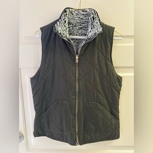 Dry Goods Army Green Quilted + Sherpa Reversible Vest